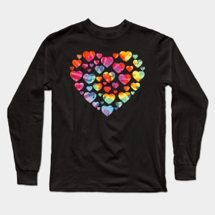 Valentines Day Heart Hearts Tie Dye Girls Kids Toddler Long Sleeve T-Shirt